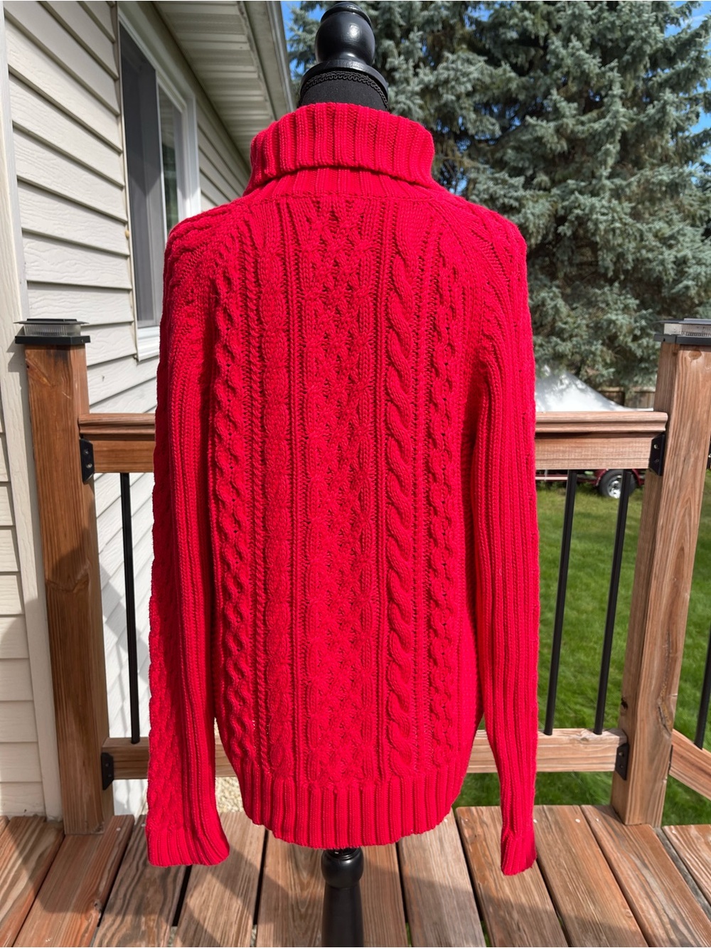 Leo & Nicole Womens XL Red Cable Knit Turtleneck Sweater 100% Cotton Long Sleeve - Picture 3 of 11